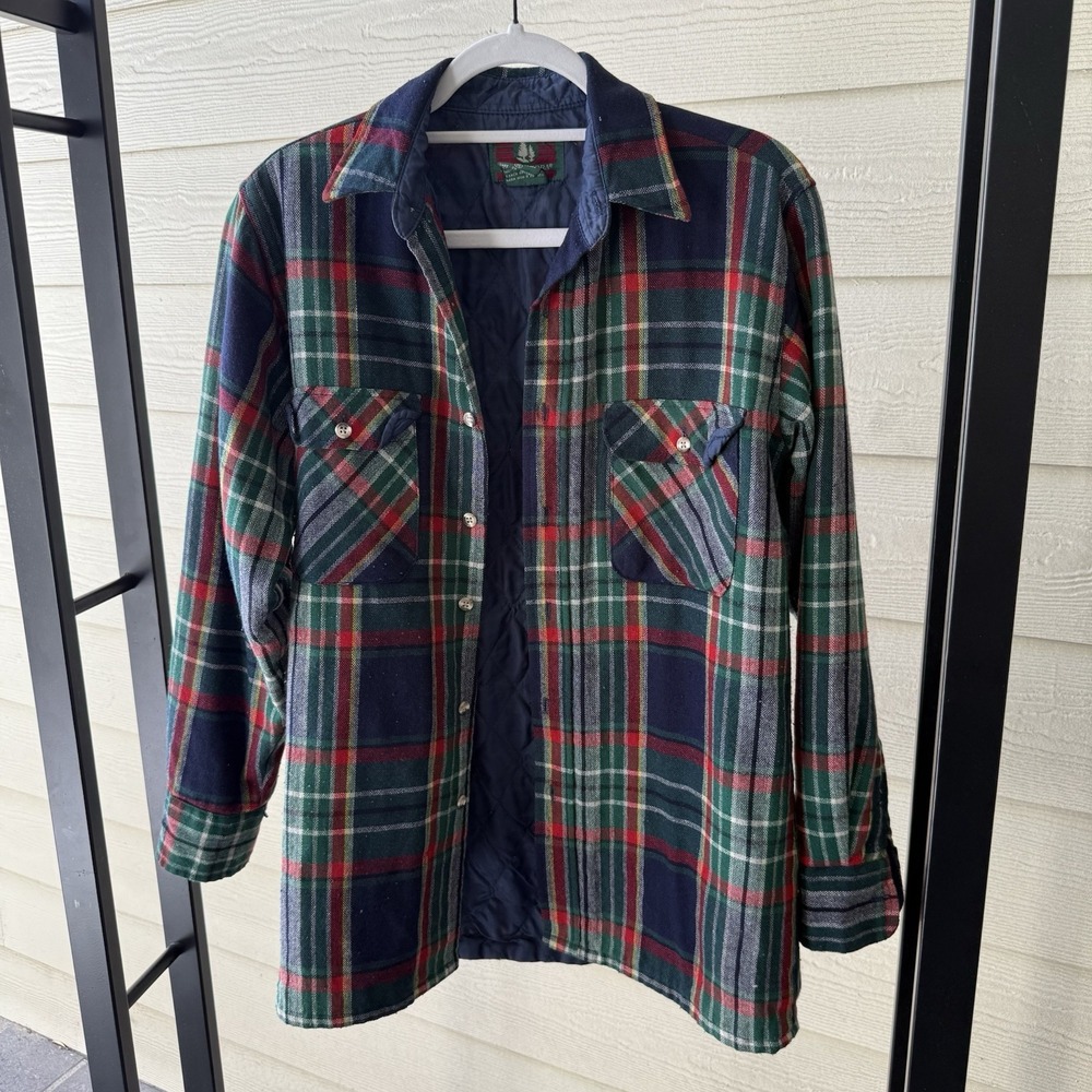 Vtg High Sierra Flannel Shacket Blue Plaid Small‎ Wool Blend Lumberjack Heritage